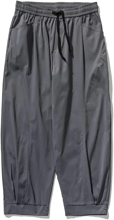 Alloaone Men Solid Color Cotton Pants Breathable Comfortable Harajuku Trousers Style Harem Pants