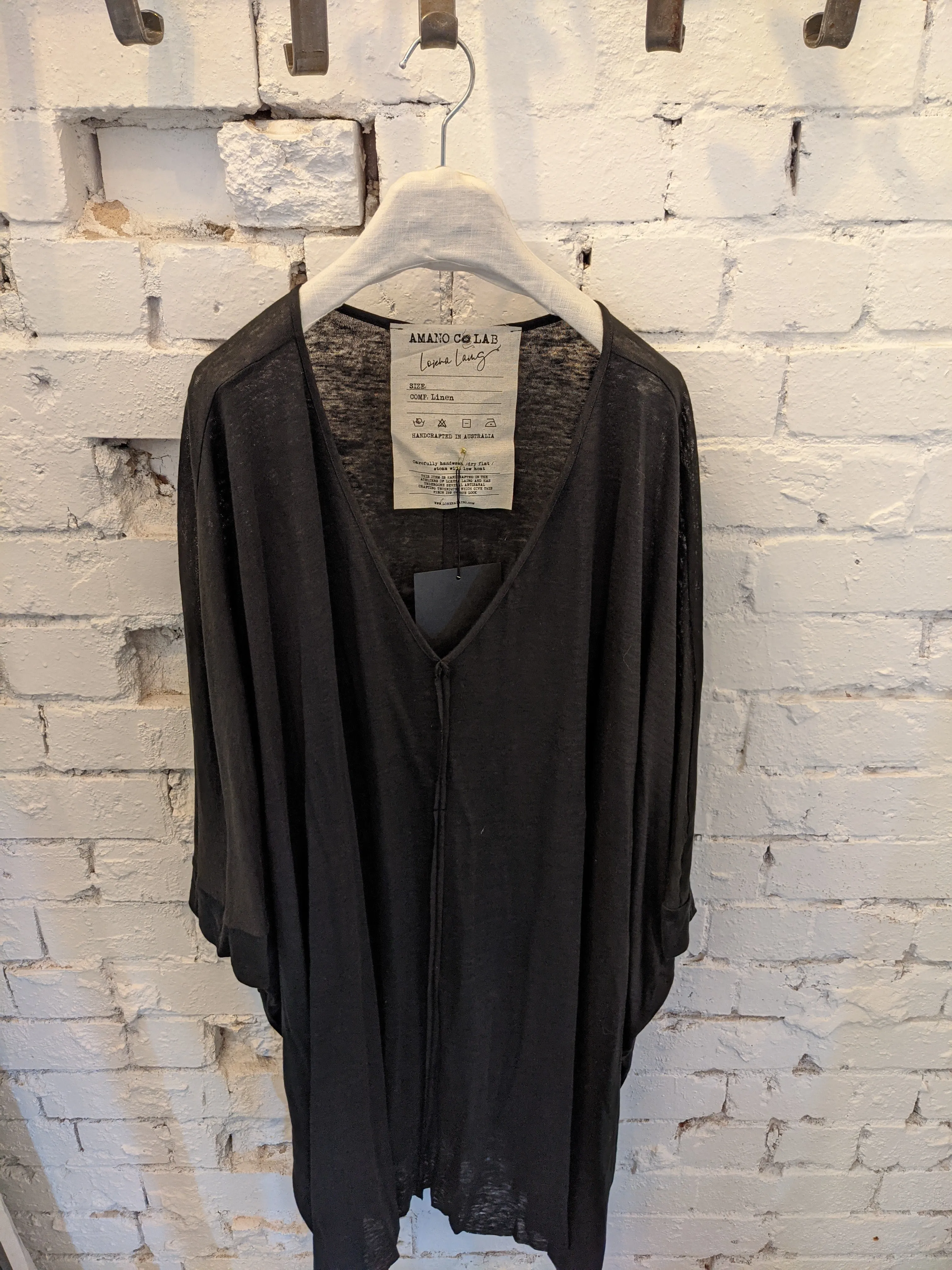 Amano linen jersey V neck tunic top