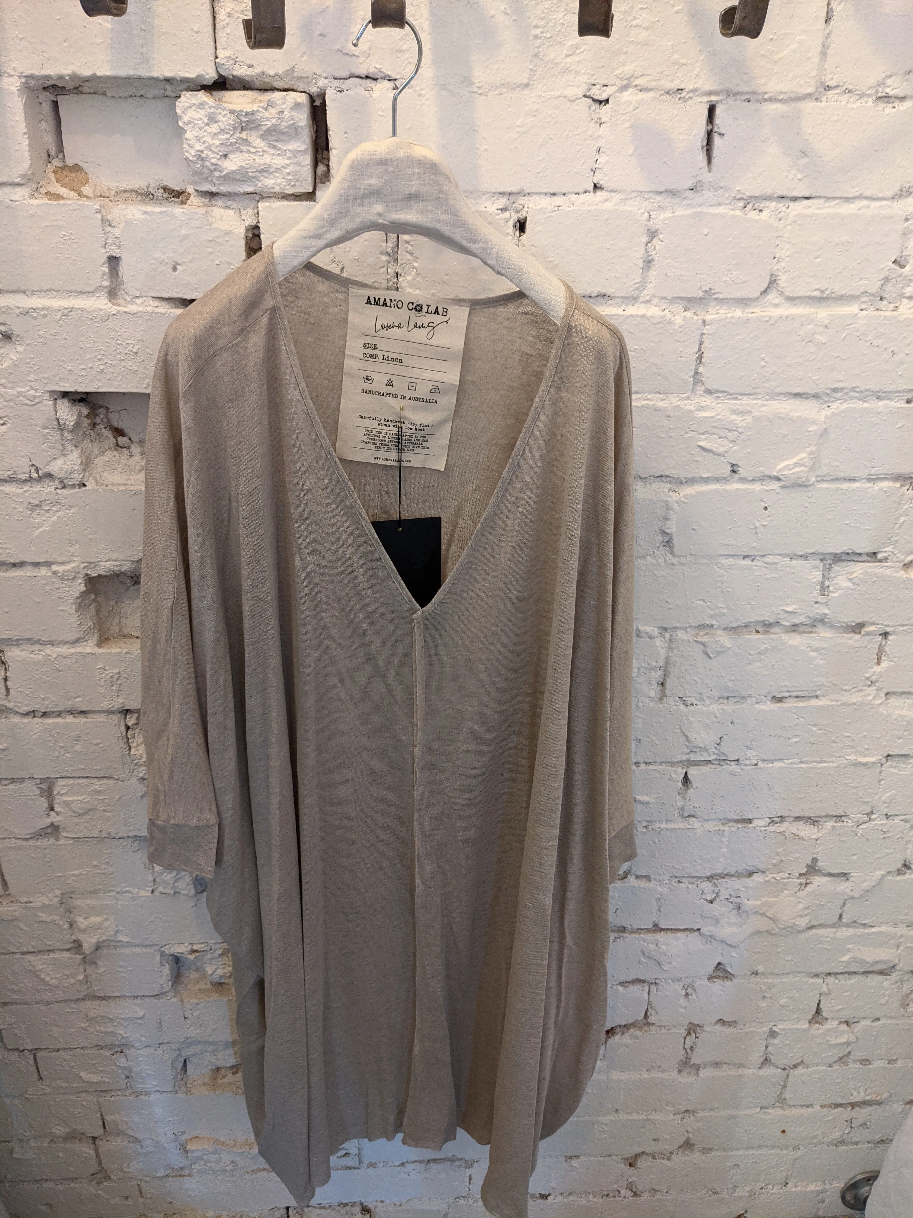 Amano linen jersey V neck tunic top