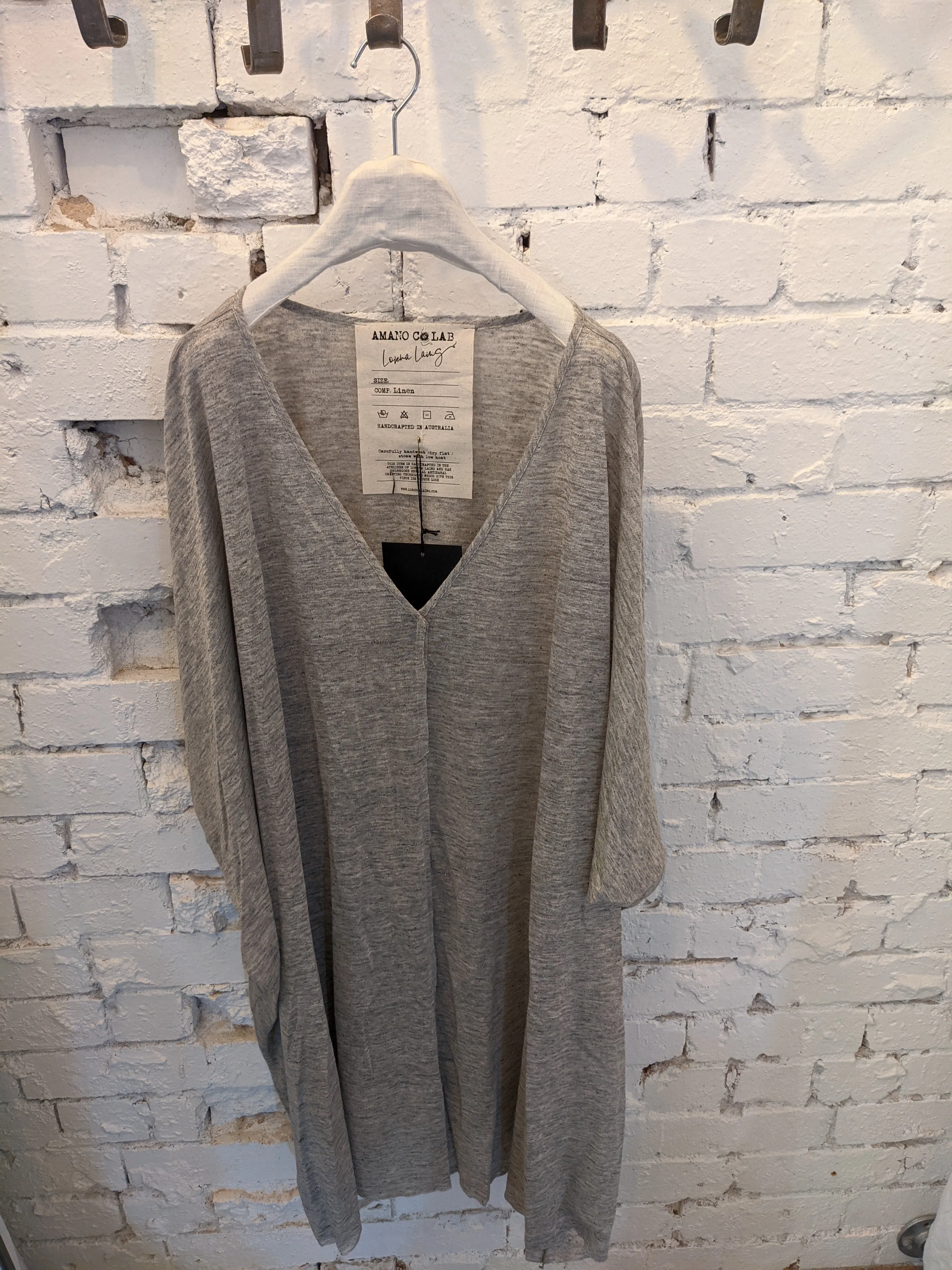 Amano linen jersey V neck tunic top