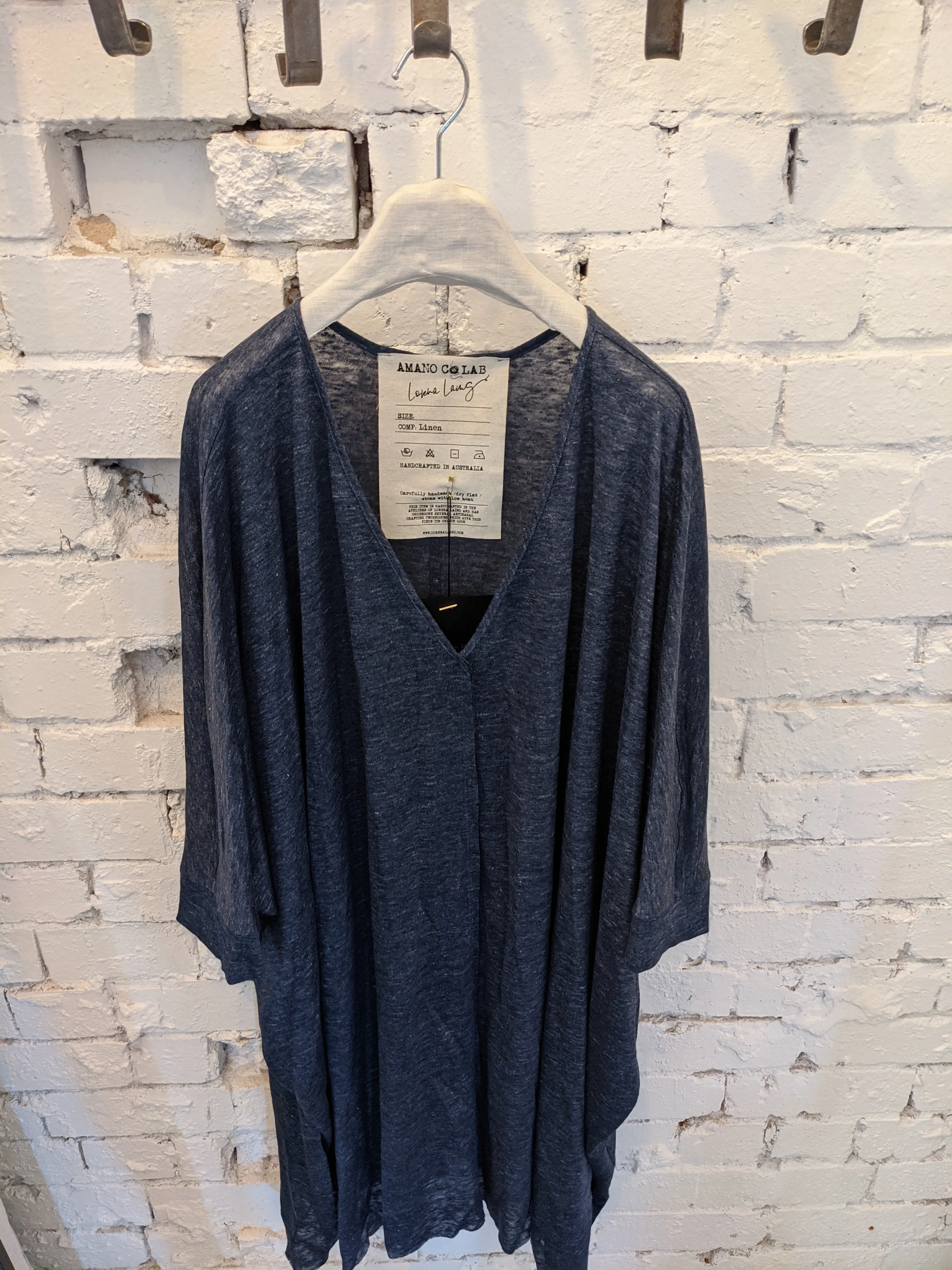 Amano linen jersey V neck tunic top