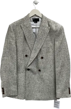ASOS White Double Breasted Suit Jacket In Textured Fabric UK 40" CHEST