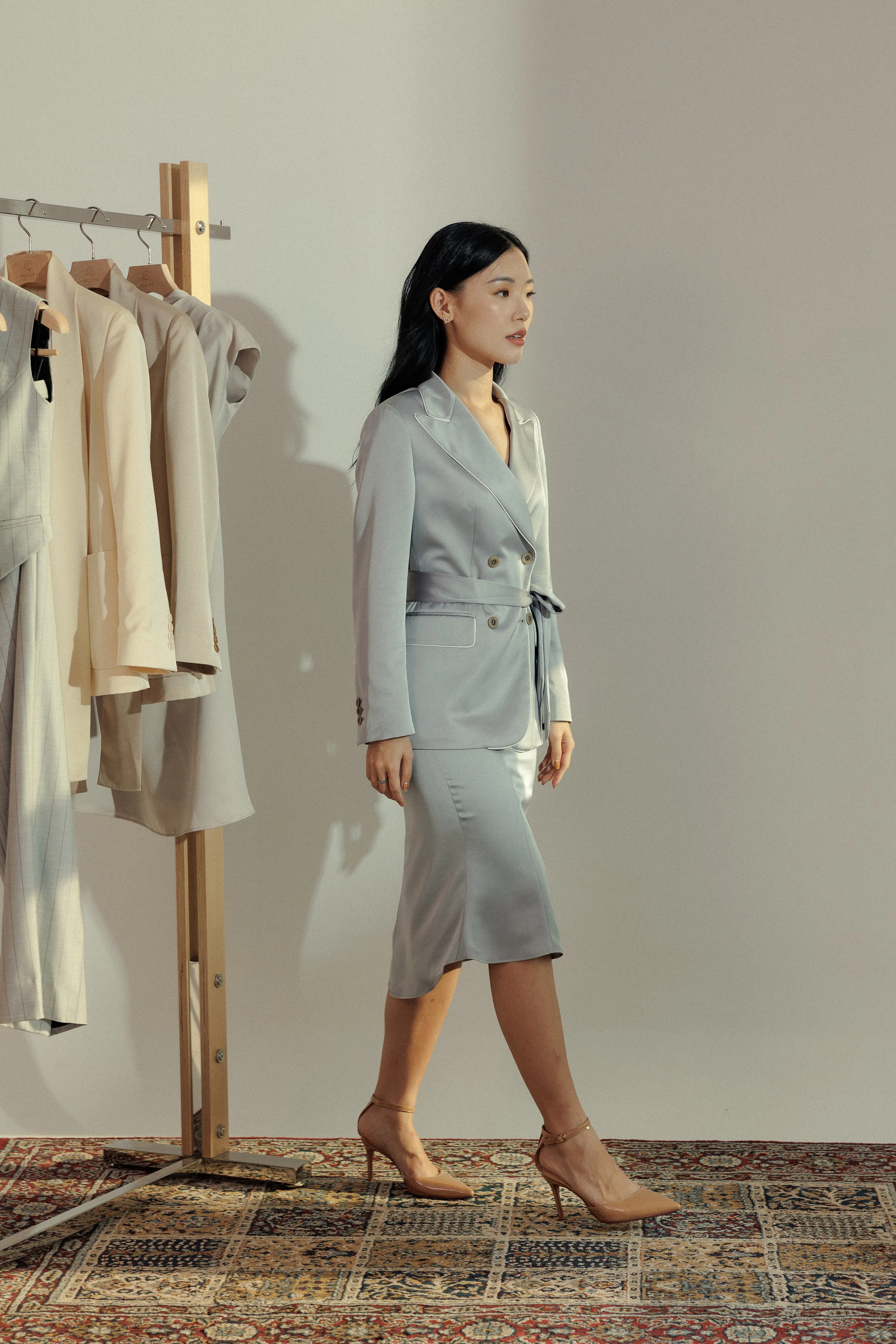 Asymmetrical Satin Midi Skirt