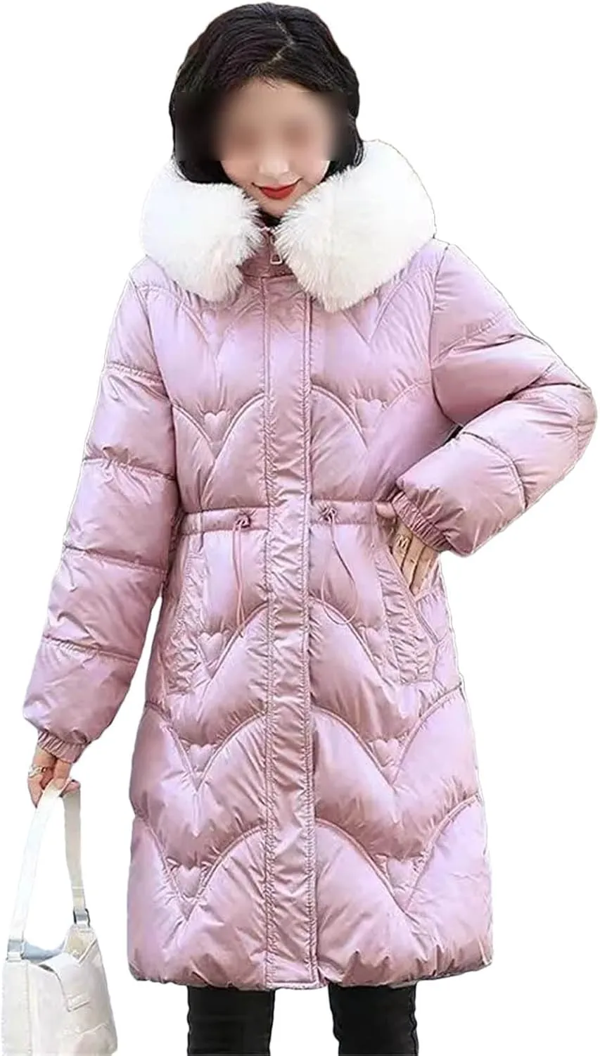 Autumn Winter Hooded Fur Collar Long Parkas Mujer Thick Warm Down Cotton Padded Jacket Casual Hoodies Coat