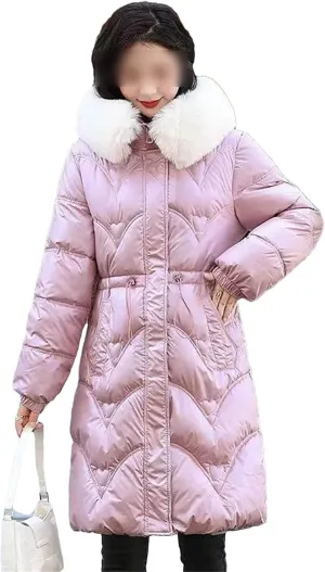 Autumn Winter Hooded Fur Collar Long Parkas Mujer Thick Warm Down Cotton Padded Jacket Casual Hoodies Coat