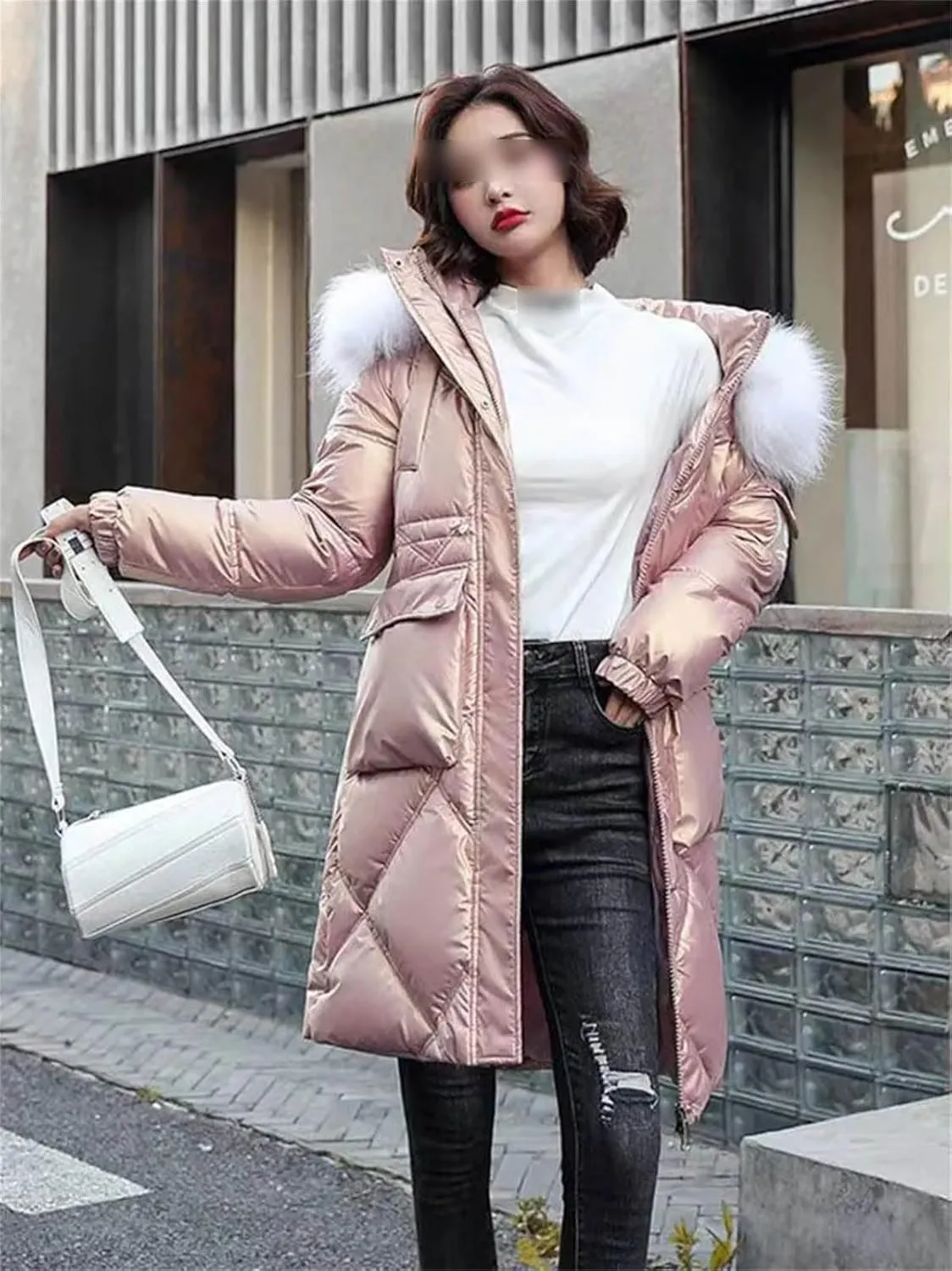 Autumn Winter Hooded Fur Collar Long Parkas Mujer Thick Warm Down Cotton Padded Jacket Casual Hoodies Coat