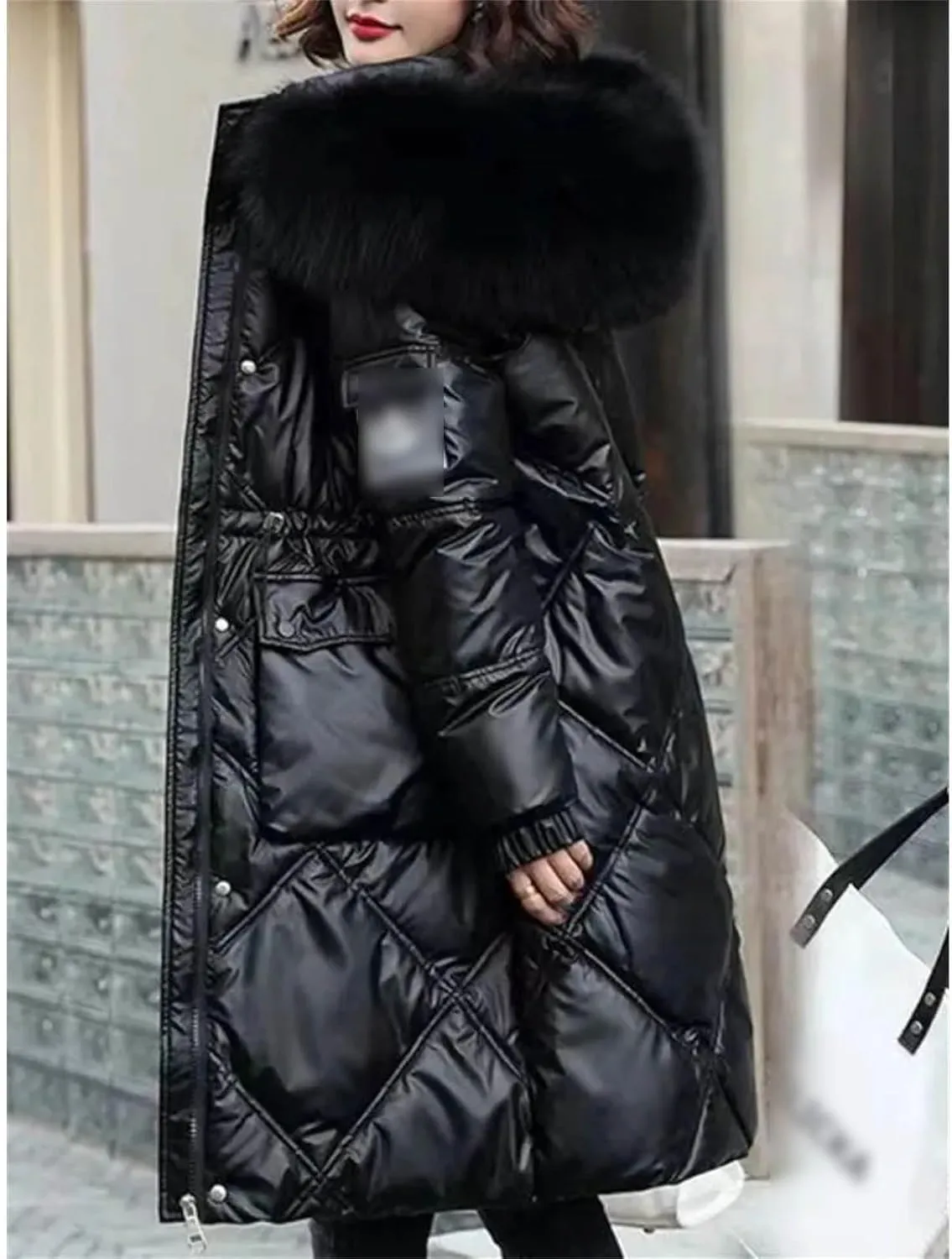 Autumn Winter Hooded Fur Collar Long Parkas Mujer Thick Warm Down Cotton Padded Jacket Casual Hoodies Coat