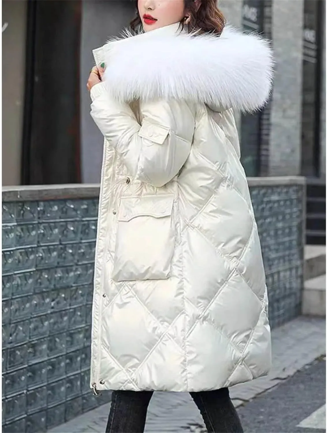 Autumn Winter Hooded Fur Collar Long Parkas Mujer Thick Warm Down Cotton Padded Jacket Casual Hoodies Coat