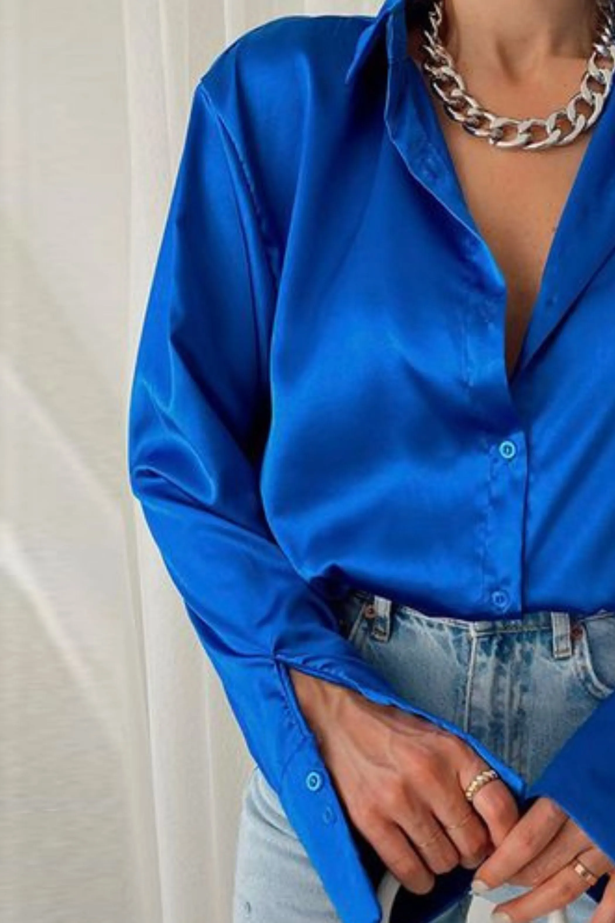 AZURE SATIN SHIRT