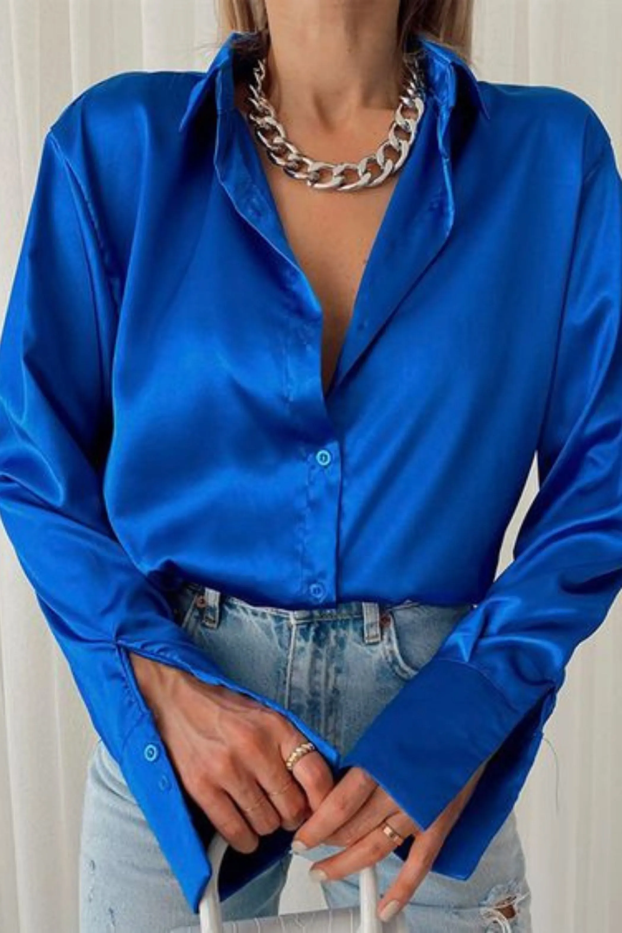 AZURE SATIN SHIRT