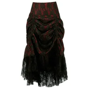 Black Lace Ruched Bustle Skirt