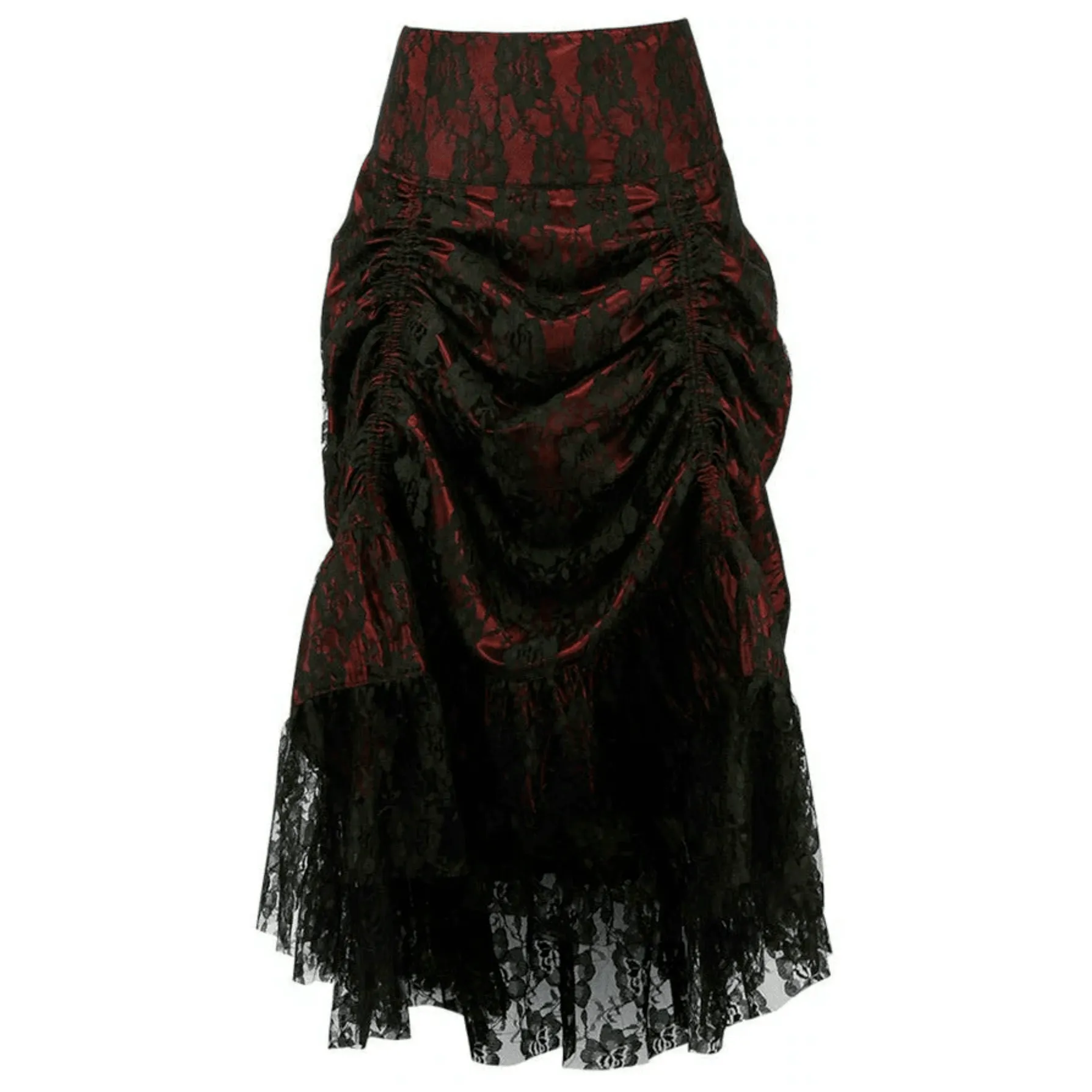Black Lace Ruched Bustle Skirt