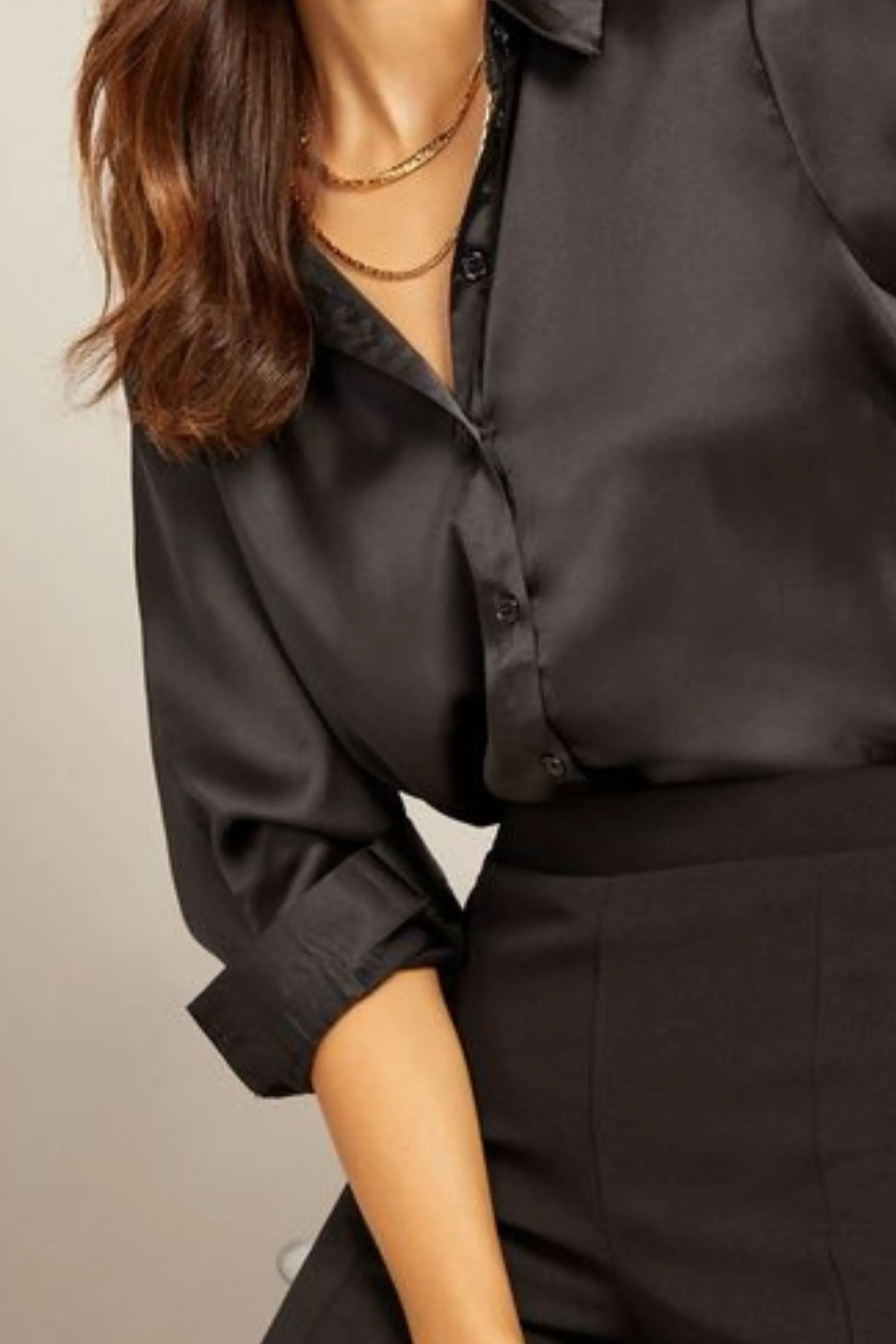 BLACK SATIN SHIRT