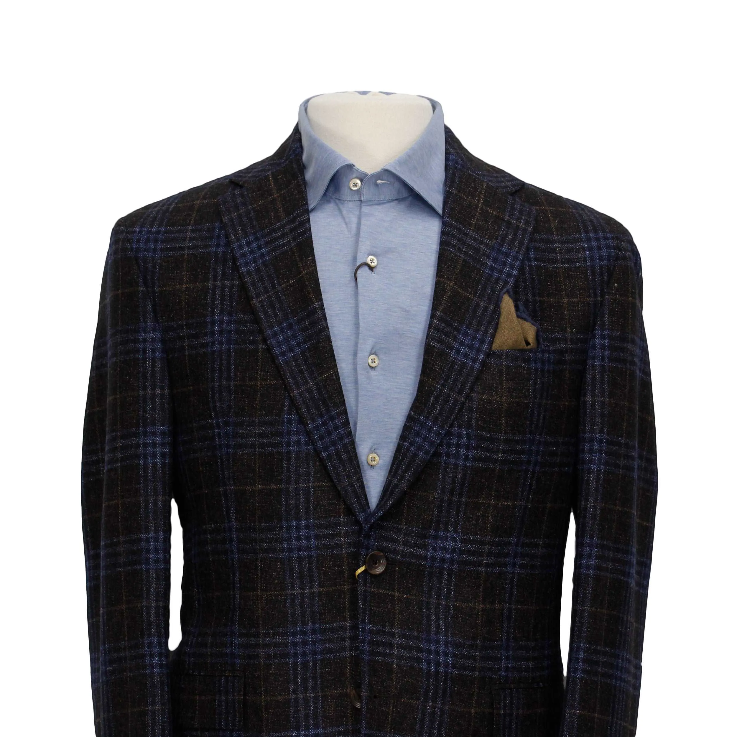 Blue and Brown Plaid Unconstructed McAllen Contemporary Fit Sport Jacket - Jack Victor