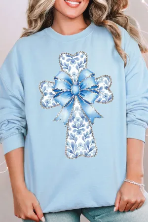 Blue Chinoiserie Cross Unisex NuBlend Crew Sweatshirt
