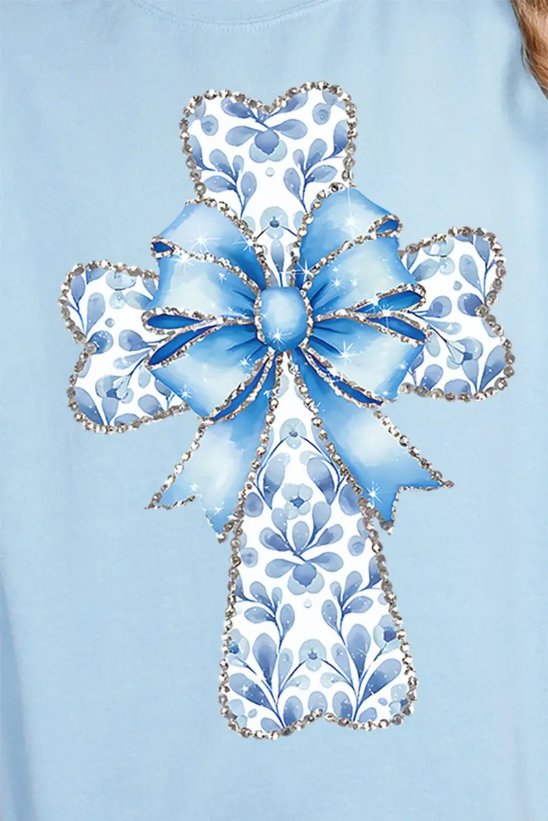 Blue Chinoiserie Cross Unisex NuBlend Crew Sweatshirt