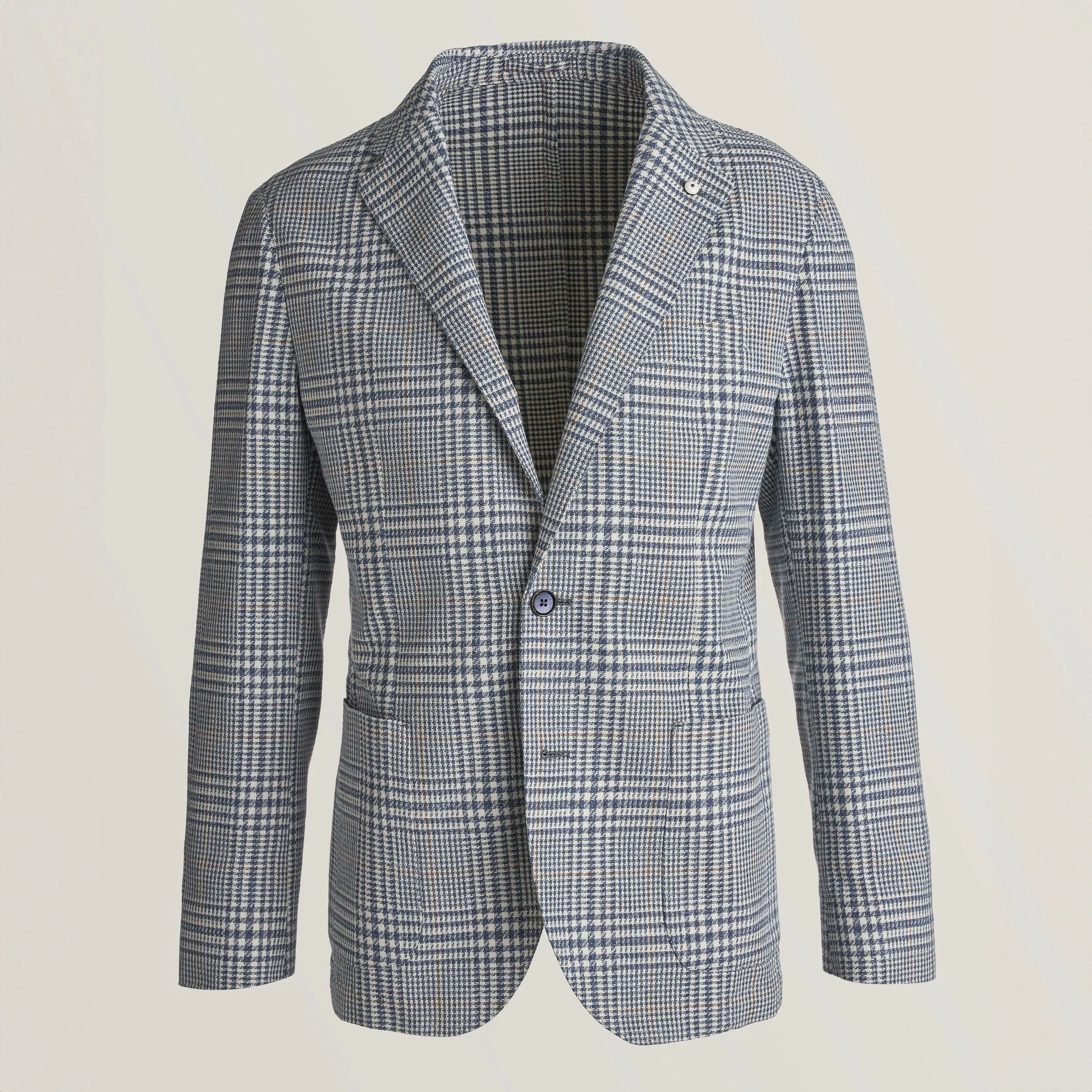 Blue Prince of Wales Cotton Contemporary Fit Sport Jacket - L.B.M 1911