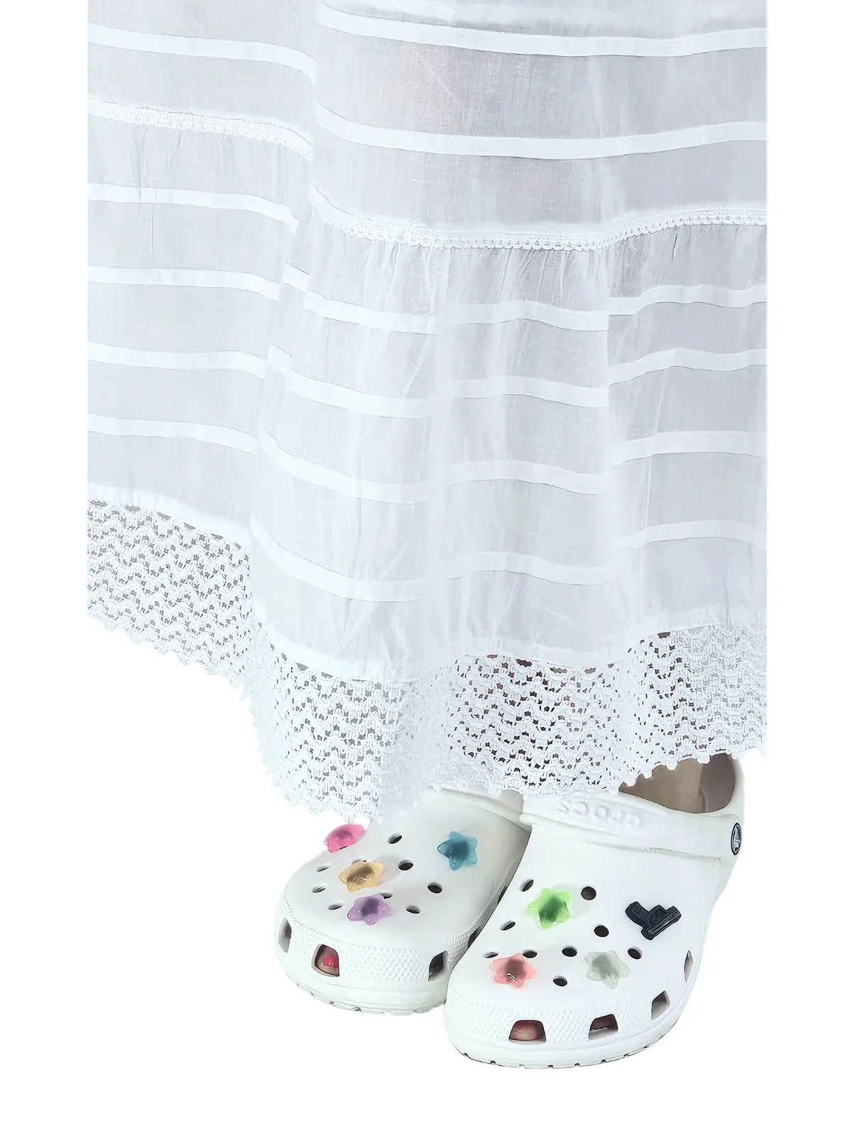 Bohemian 100% Cotton White Maxi Skirt Size Range S-XXL