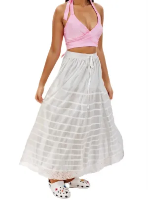 Bohemian 100% Cotton White Maxi Skirt Size Range S-XXL
