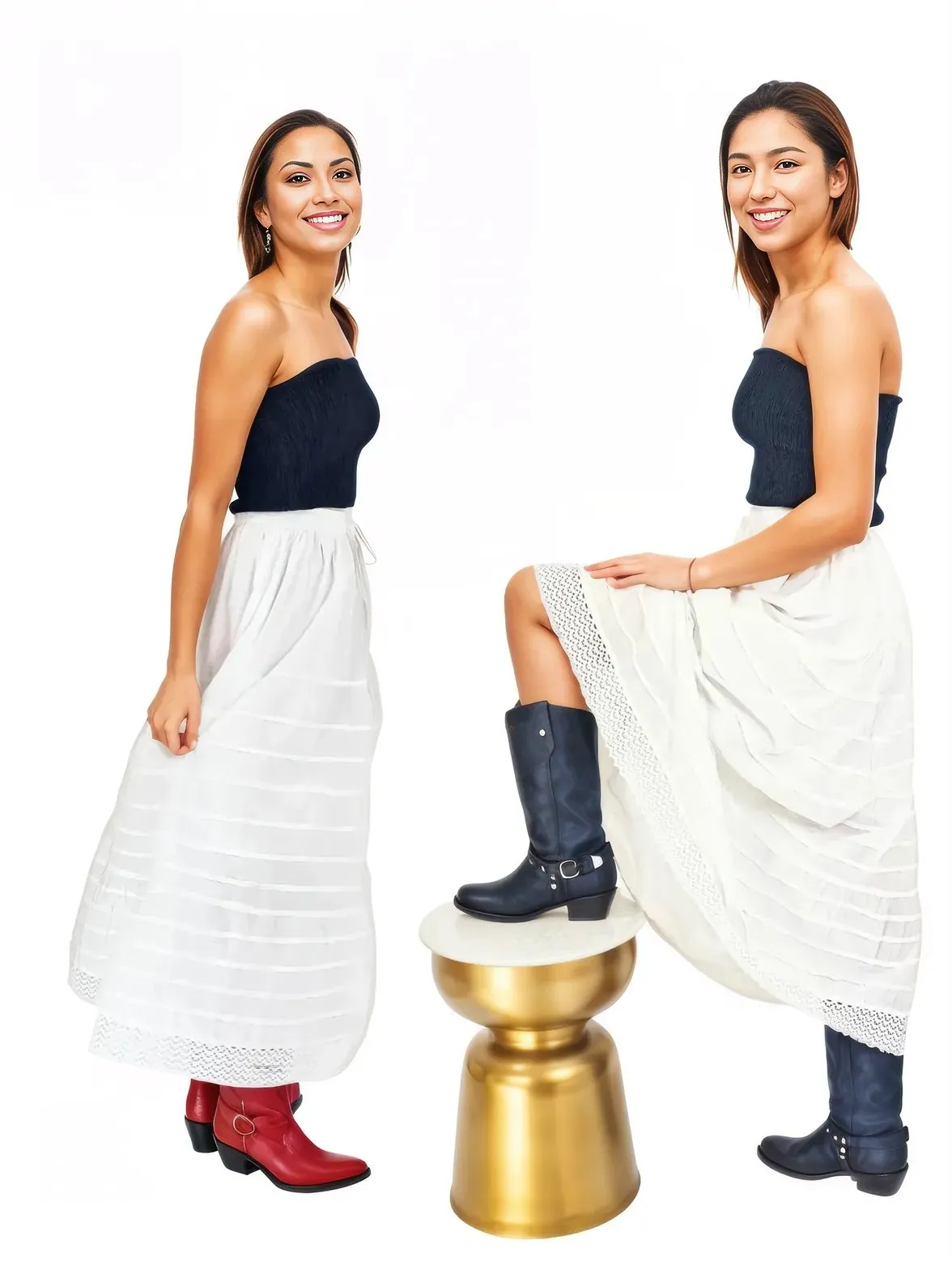 Bohemian 100% Cotton White Maxi Skirt Size Range S-XXL