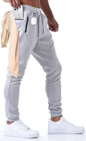 Born Tough Slim-Fit Mens Workout Joggers Pants, Tapered Bodybuilding Gym Joggers, Athletic Running Sweatpants Zipper Pockets