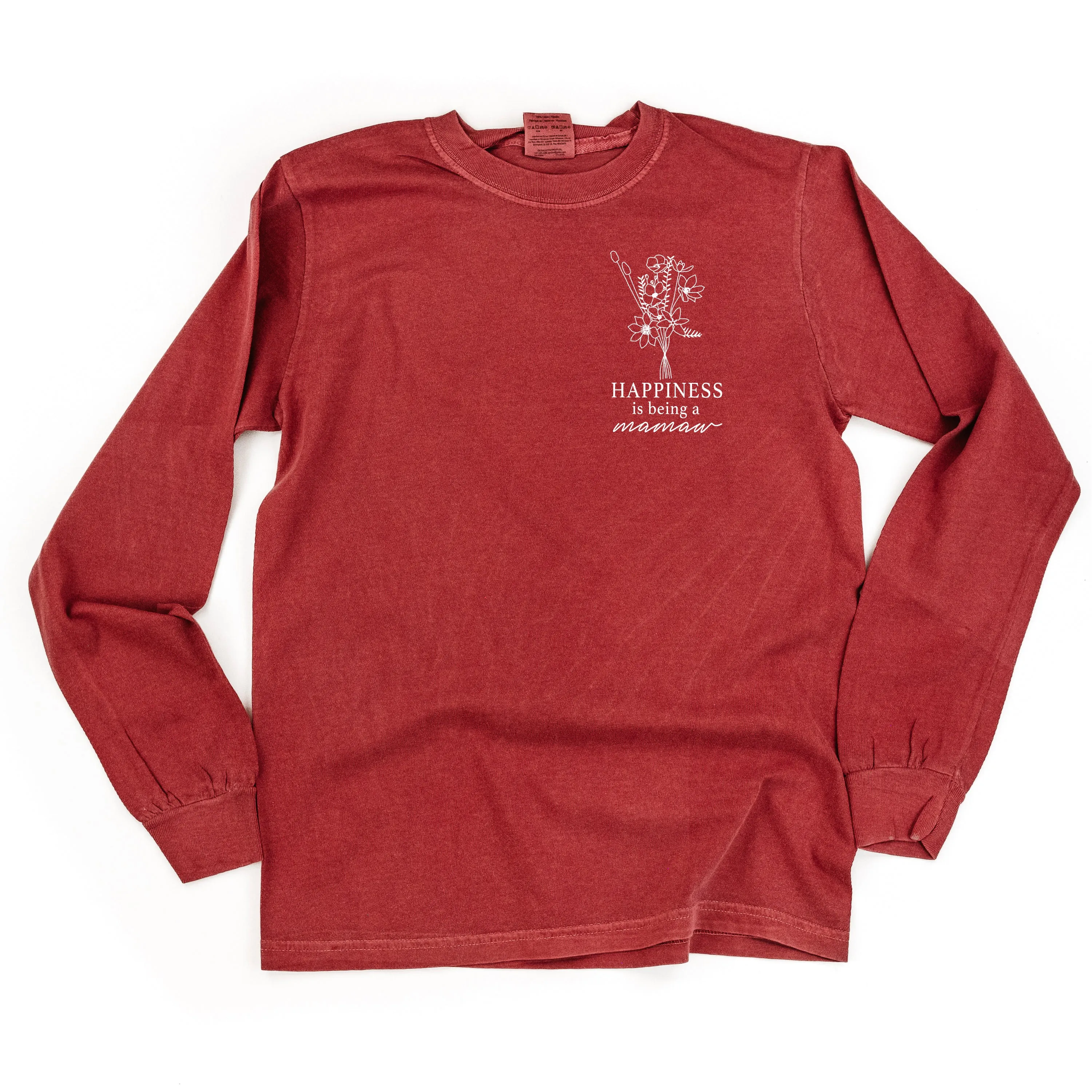 Bouquet Style - Happiness is Being a MAMAW - LONG SLEEVE COMFORT COLORS TEE