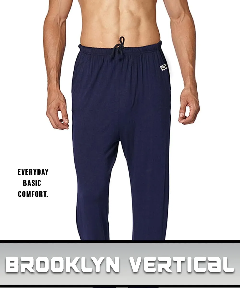 BROOKLYN VERTICAL 3-Pack Mens Sleep & Loungewear Pant|Soft Comfortable Cotton|Drawstring Pull|Pockets|Many Colors|Small-3XL