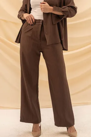 Brown Stripped Comfort Formal Pants
