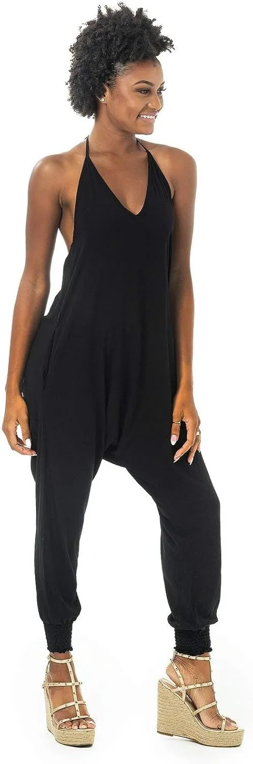 Buddha Pants Harem Jumpsuit - Casual Jumpsuits for Women, Comfortable Cotton Jumpsuit with Pockets  Boho Relaxed Summer Wear