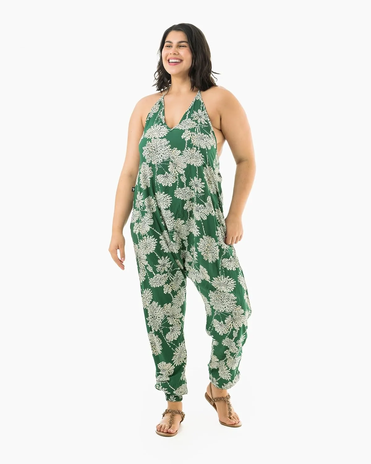 Buddha Pants Harem Jumpsuit - Casual Jumpsuits for Women, Comfortable Cotton Jumpsuit with Pockets  Boho Relaxed Summer Wear