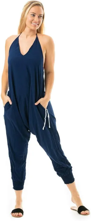 Buddha Pants Harem Jumpsuit - Casual Jumpsuits for Women, Comfortable Cotton Jumpsuit with Pockets  Boho Relaxed Summer Wear