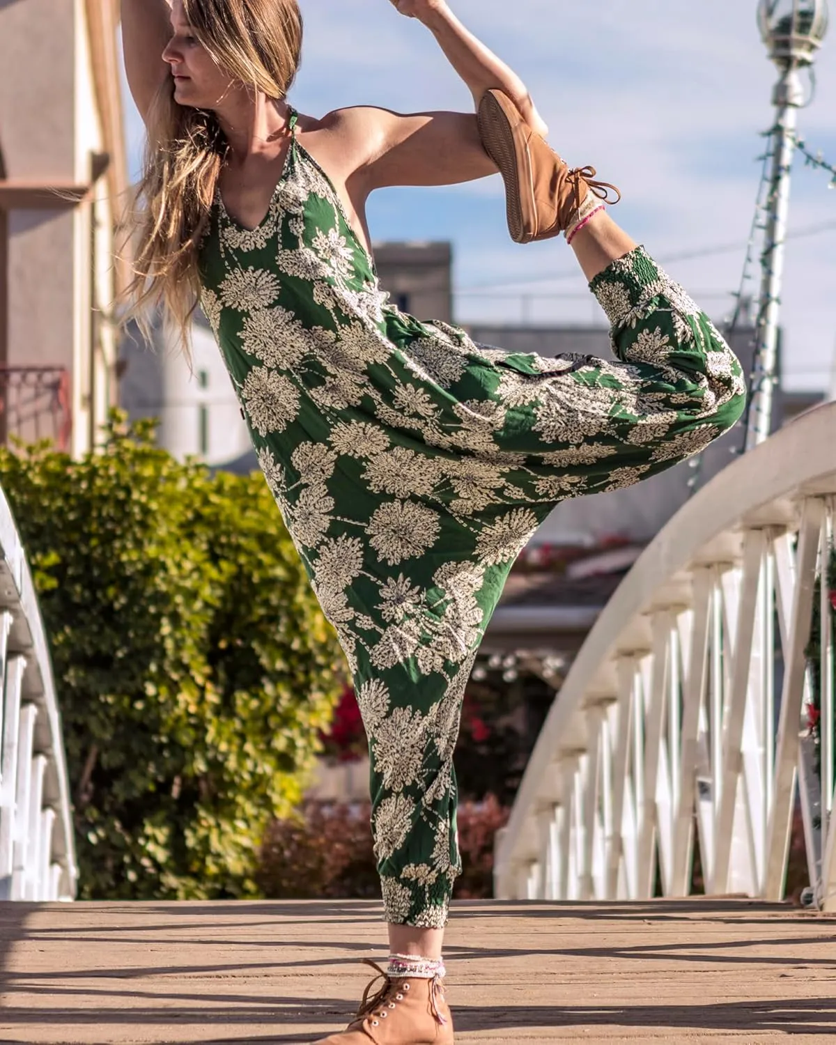 Buddha Pants Harem Jumpsuit - Casual Jumpsuits for Women, Comfortable Cotton Jumpsuit with Pockets  Boho Relaxed Summer Wear
