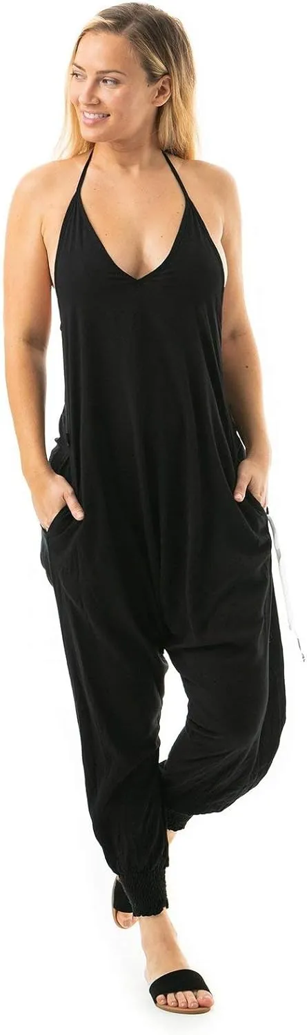Buddha Pants Harem Jumpsuit - Casual Jumpsuits for Women, Comfortable Cotton Jumpsuit with Pockets  Boho Relaxed Summer Wear