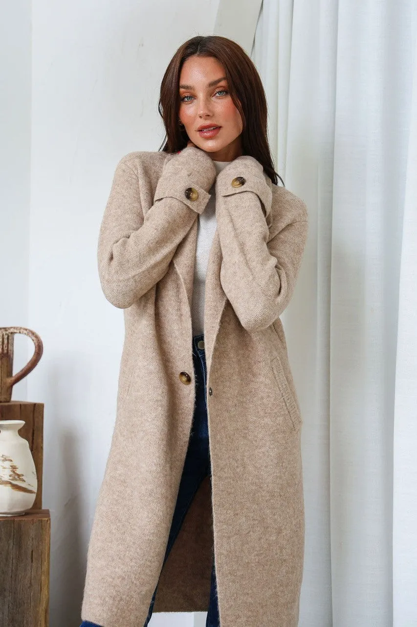 Button Cuff Coatigan - Mocha