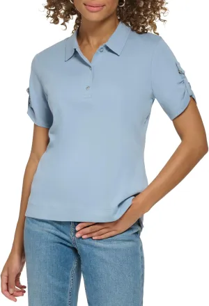 Calvin Klein Women's Plus Size Casual Comfortable D Ring Polo T Shirt