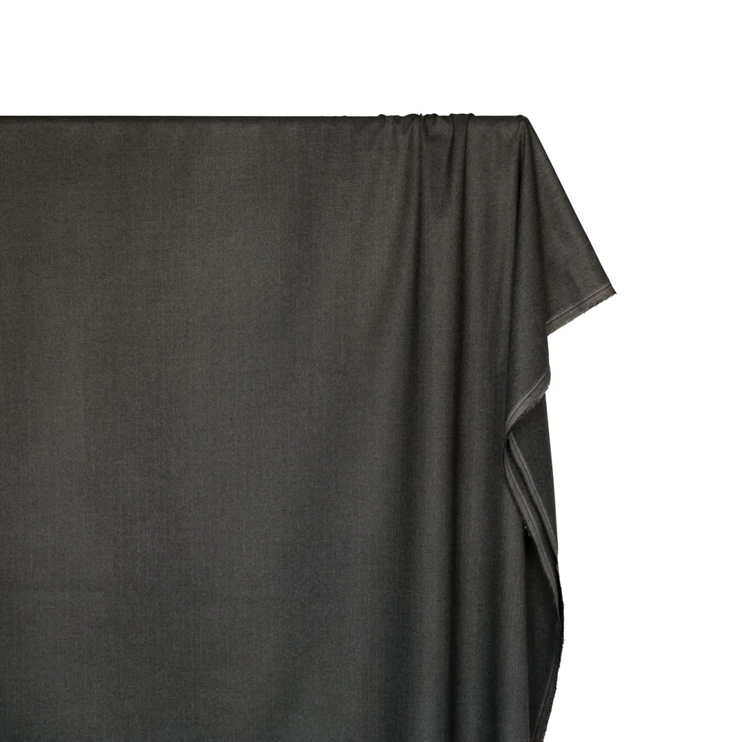 Chimney Stripe Brushed Poly Rayon Suiting - Charcoal/Teak