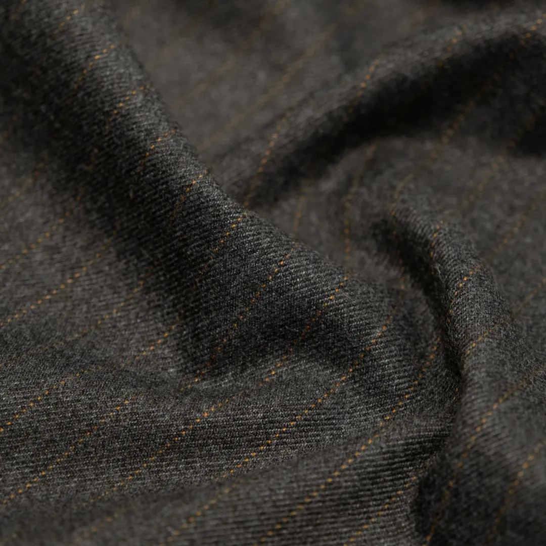 Chimney Stripe Brushed Poly Rayon Suiting - Charcoal/Teak