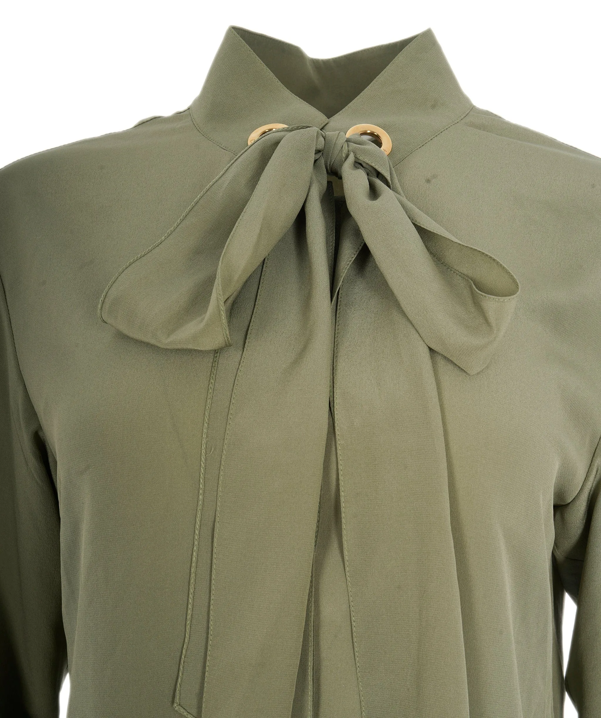 Chloe Khaki Green Chiffon Formal Shirt Size 40  ALL0437