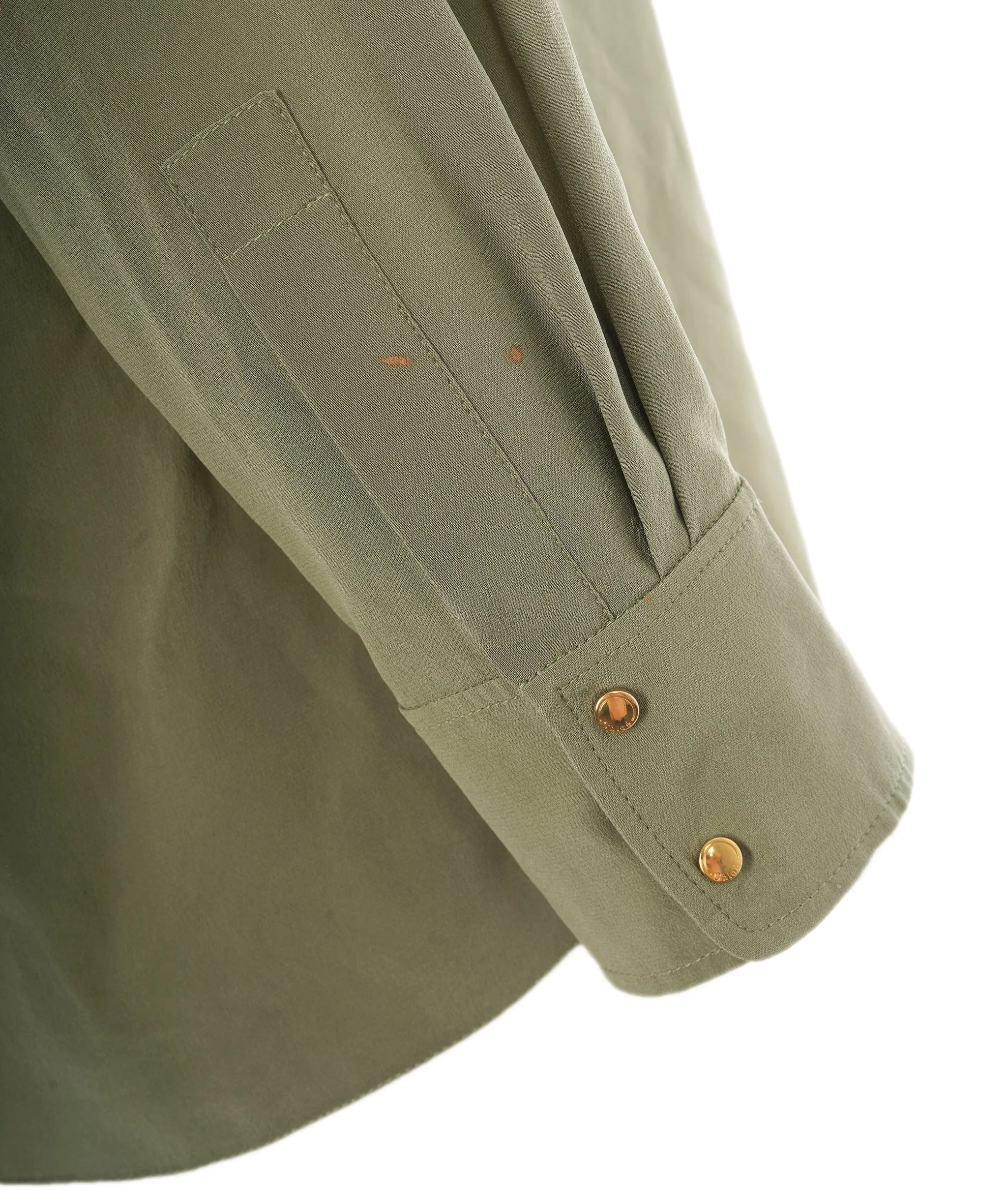 Chloe Khaki Green Chiffon Formal Shirt Size 40  ALL0437