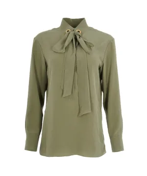 Chloe Khaki Green Chiffon Formal Shirt Size 40  ALL0437