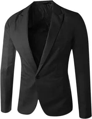 CofeeMO Mens Blazer Regular Slim Fit Sport Coat One Button Business Suit Jackets Wedding Party Long Sleeve Dress Coats (Black,XXXL)