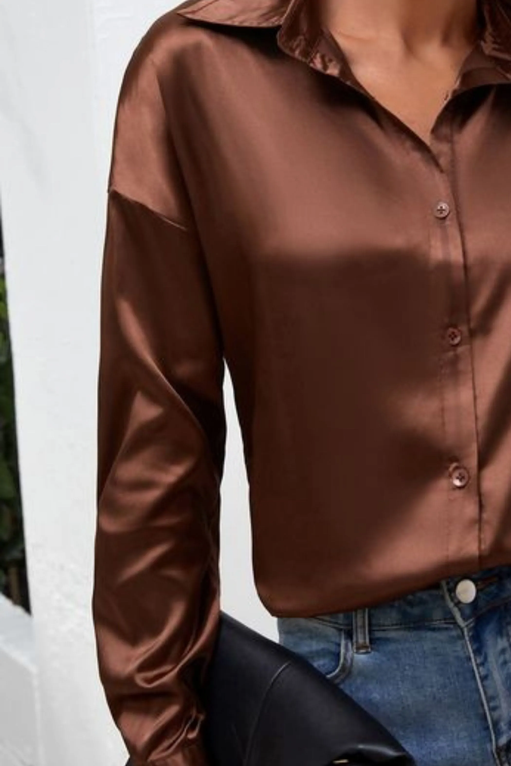 COFFEE SATIN SHIRT