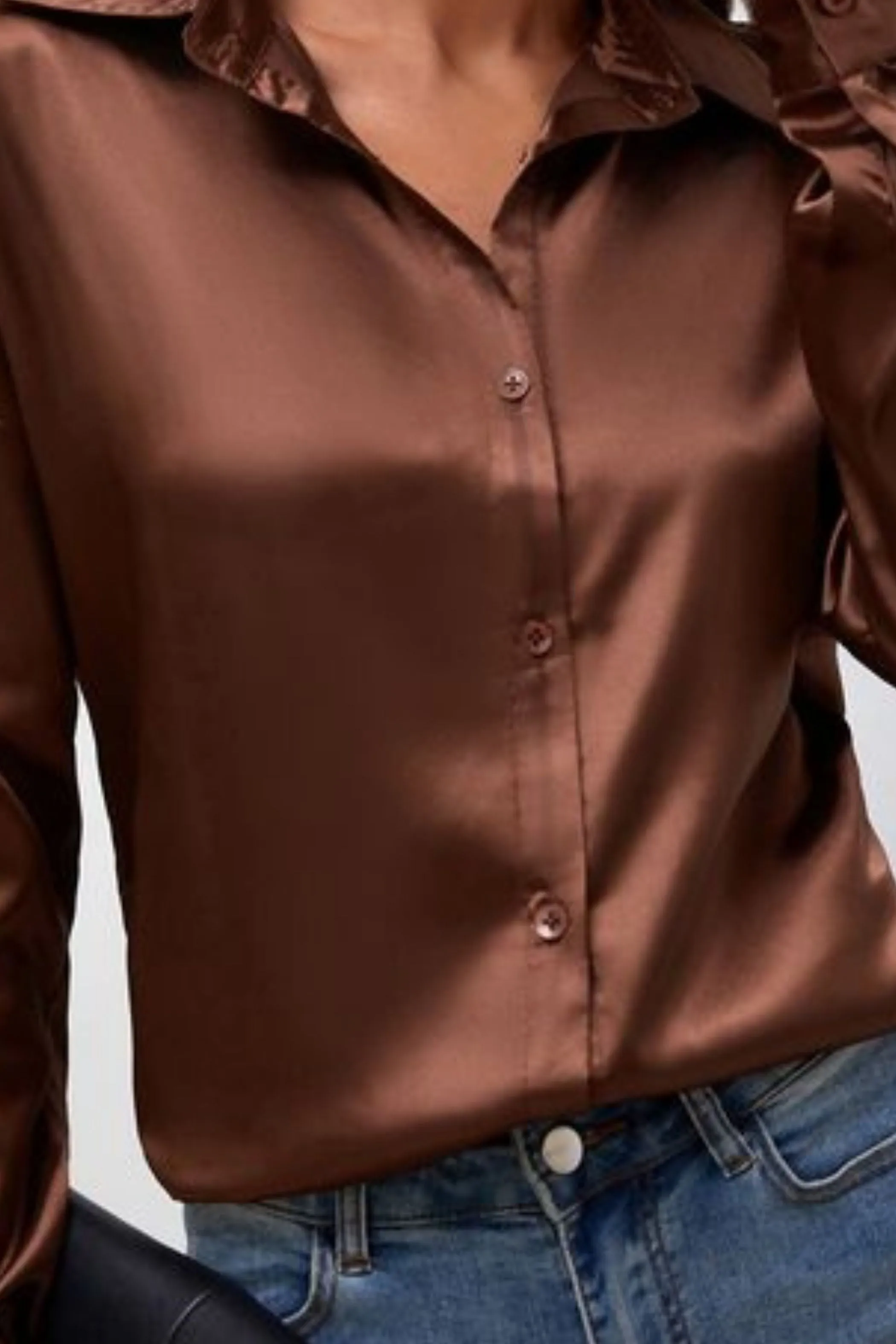 COFFEE SATIN SHIRT