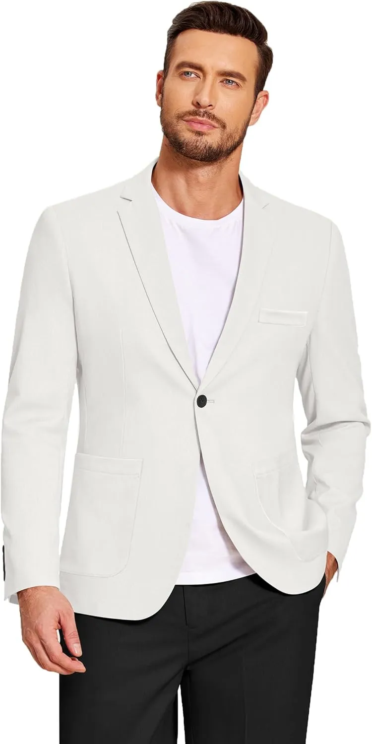 COOFANDY Men's Casual Linen Blazer Lightweight Regular Fit Sport Coat One Button Suit Jacket