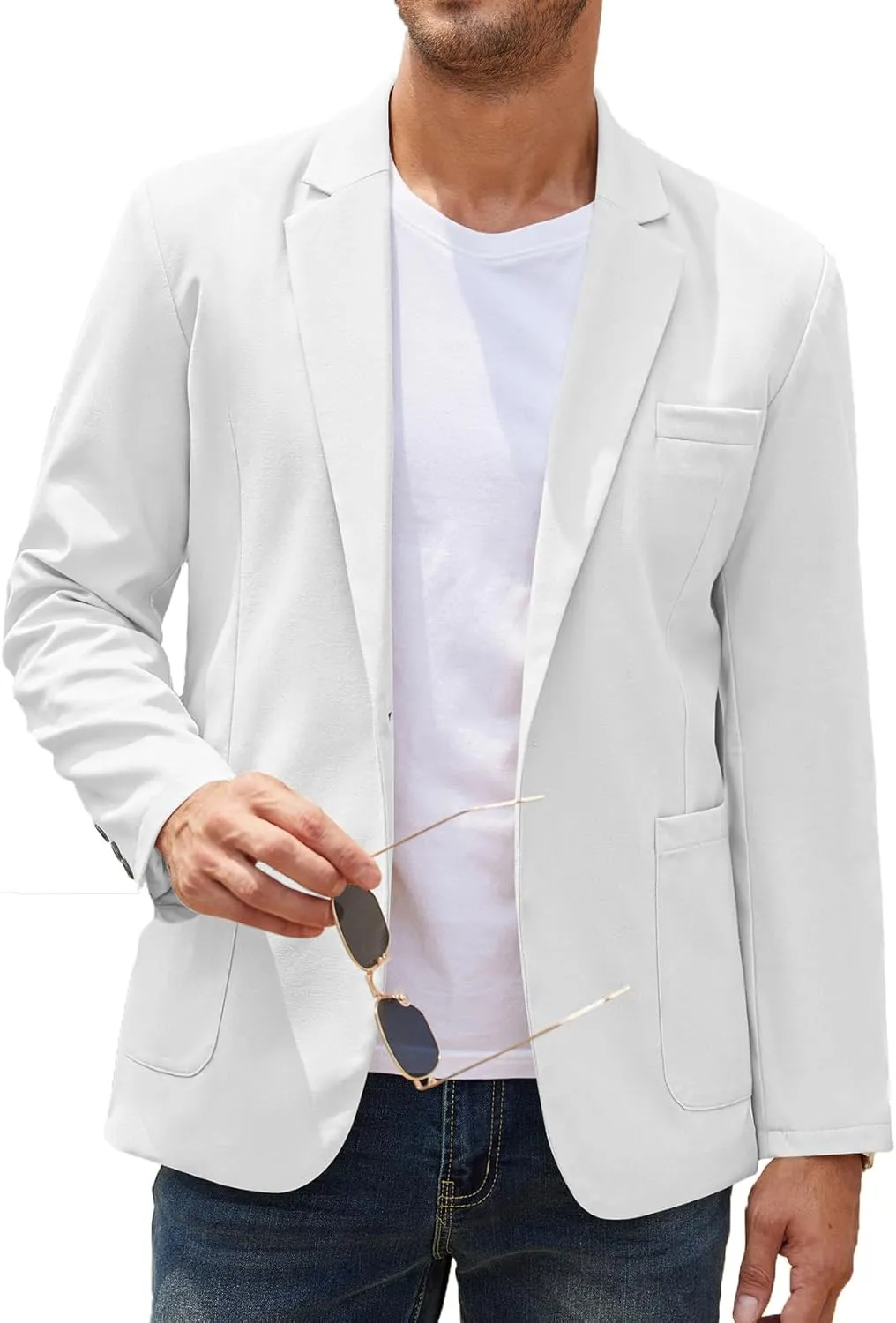 COOFANDY Men's Casual Linen Blazer Lightweight Regular Fit Sport Coat One Button Suit Jacket