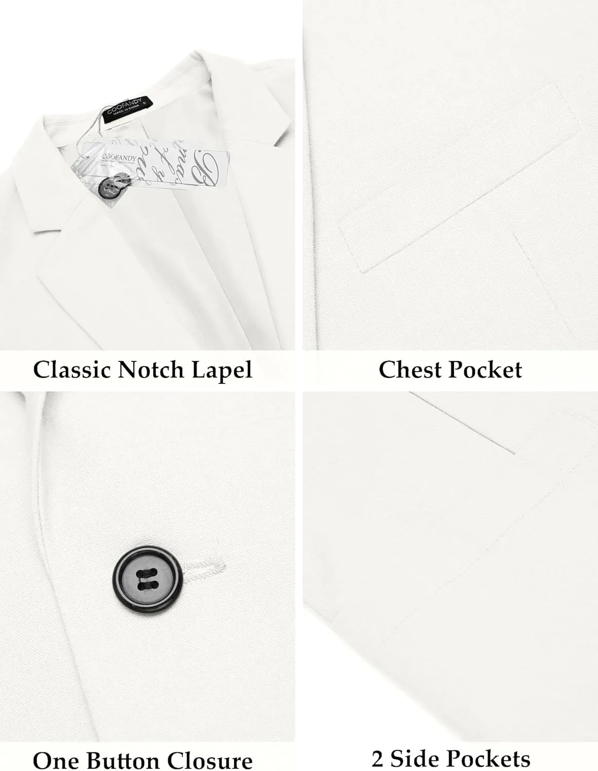 COOFANDY Men's Casual Linen Blazer Lightweight Regular Fit Sport Coat One Button Suit Jacket