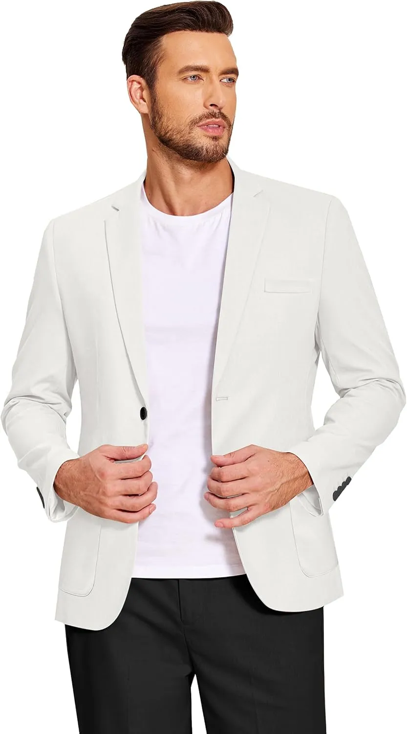 COOFANDY Men's Casual Linen Blazer Lightweight Regular Fit Sport Coat One Button Suit Jacket