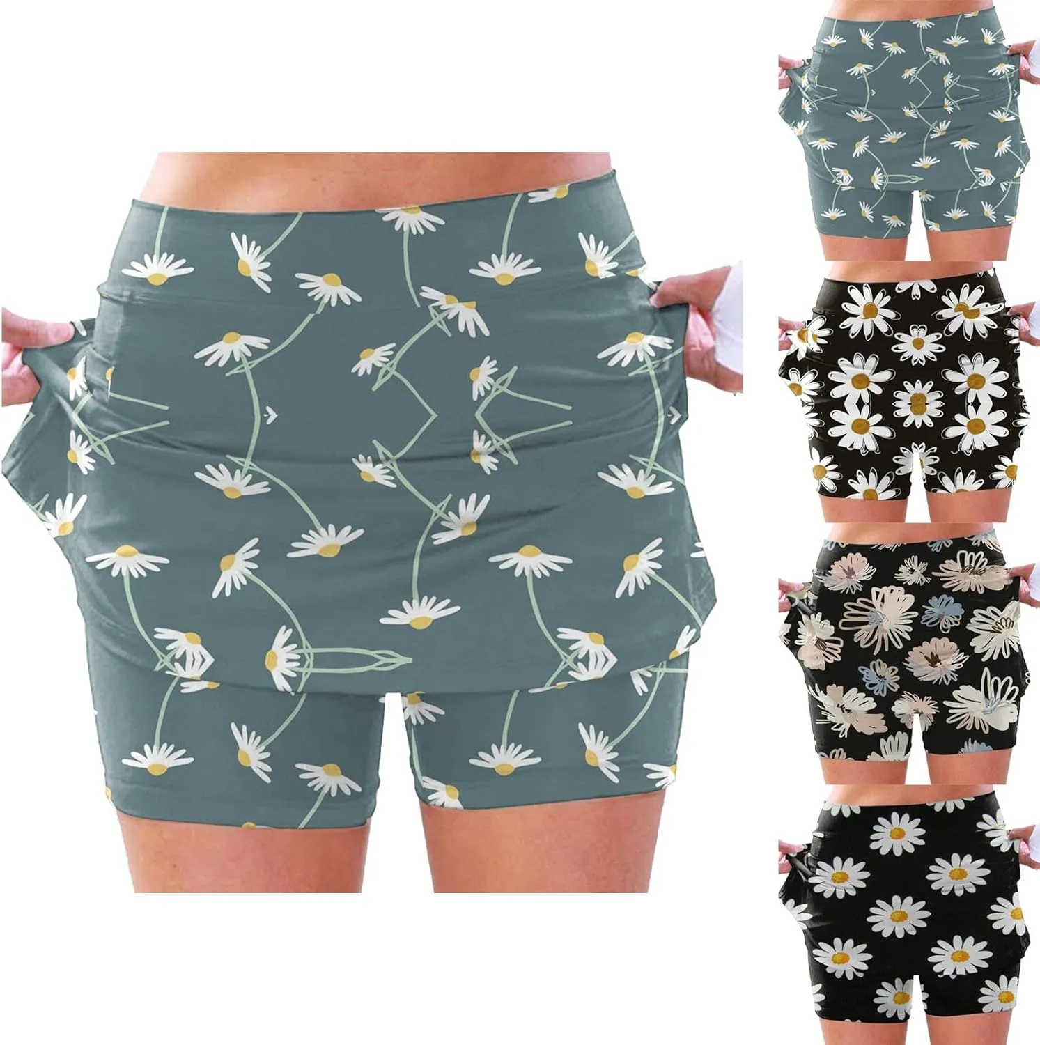 cooki Skorts for Women Casual Summer Lightweight Athletic Golf Mini Skirt Floral Print High Waisted Workout Yoga Skort
