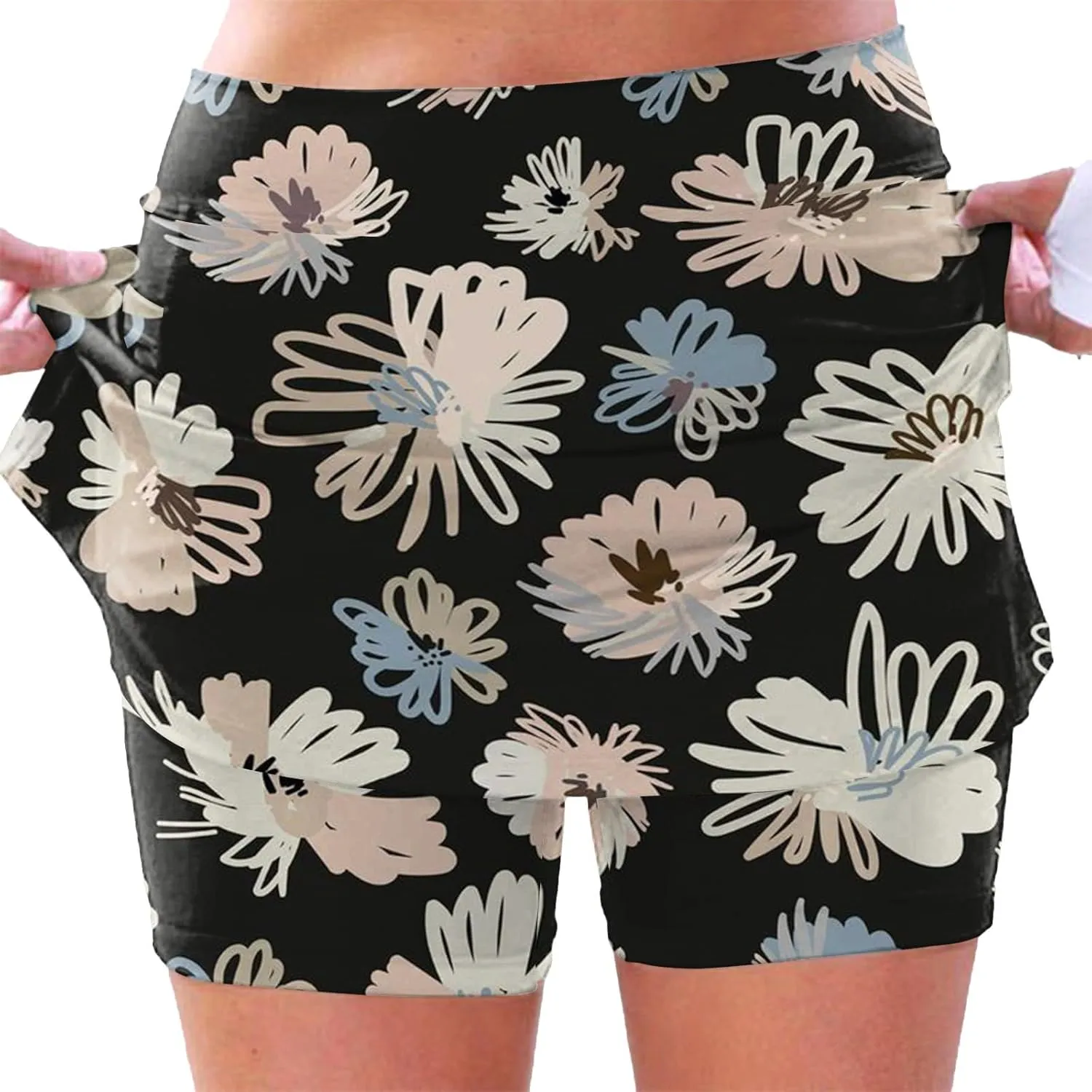 cooki Skorts for Women Casual Summer Lightweight Athletic Golf Mini Skirt Floral Print High Waisted Workout Yoga Skort