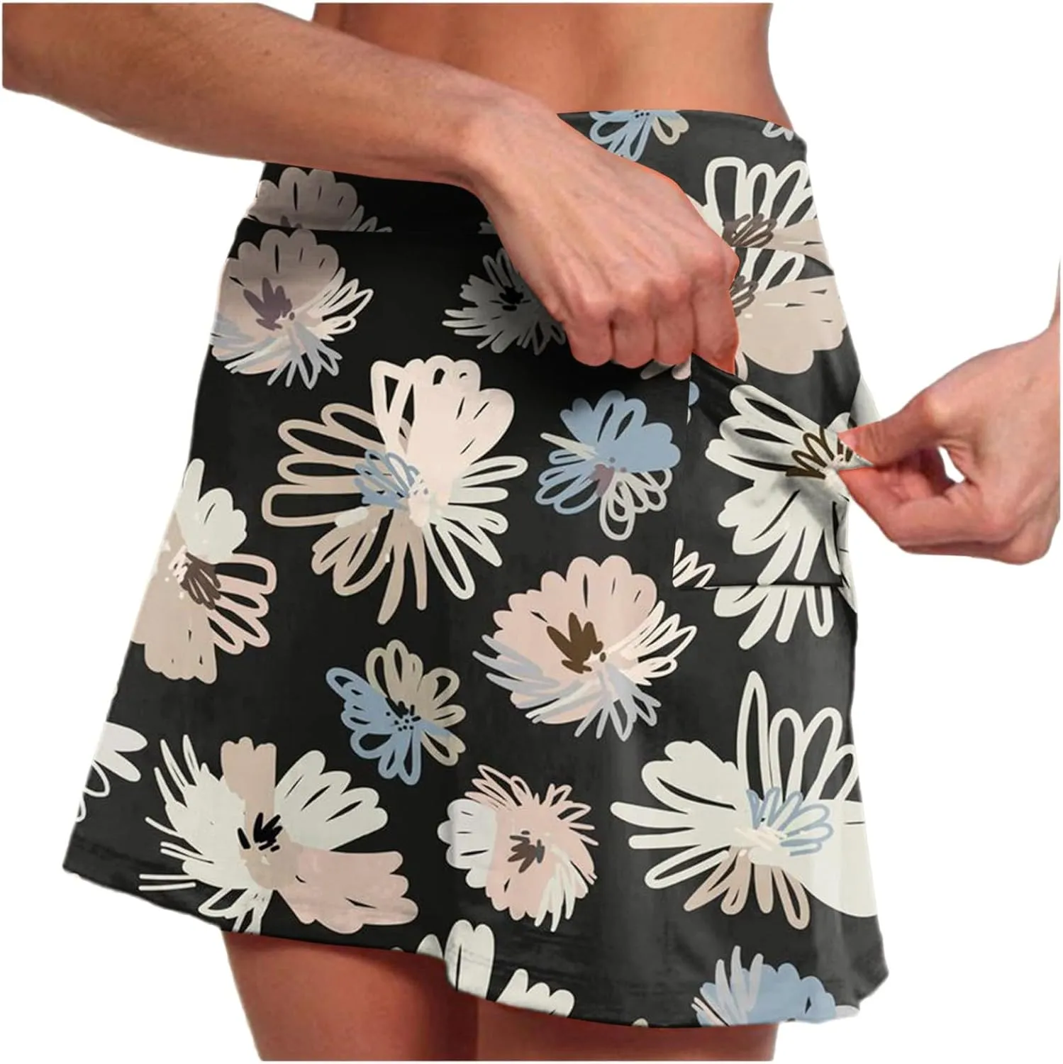 cooki Skorts for Women Casual Summer Lightweight Athletic Golf Mini Skirt Floral Print High Waisted Workout Yoga Skort